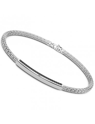 Zancan Bracelet - Insignia 925 - Central Plate - Black Spinels-ESB154
