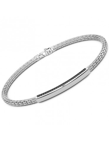 Zancan Bracelet - Insignia 925 - Central Plate - Black Spinels-ESB154 2