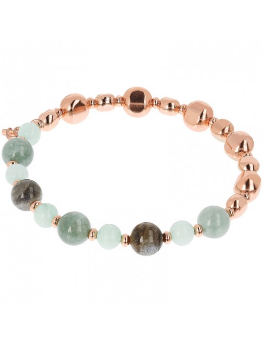 Bronzallure Bracelet -Variegata-Rose Gold-Green Spheres-WSBZ02091.GREEN