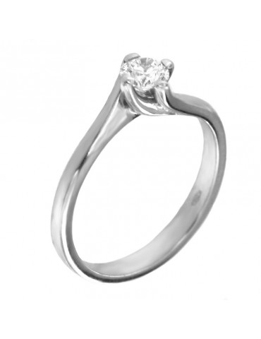 Anello Solitario Picca Donna - in Oro Bianco con Diamante - 0