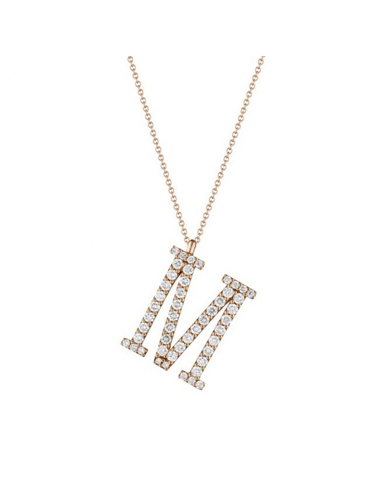 Collana Buonocore - Oro Rosa - Lettera M Grande - Diamanti - 440CMDP