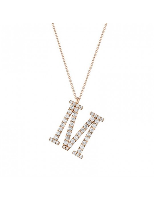 Buonocore Necklace - You Are 2.0 in 18K Rose Gold with Large Letter M and 0.93 ct Natural Diamonds - 0