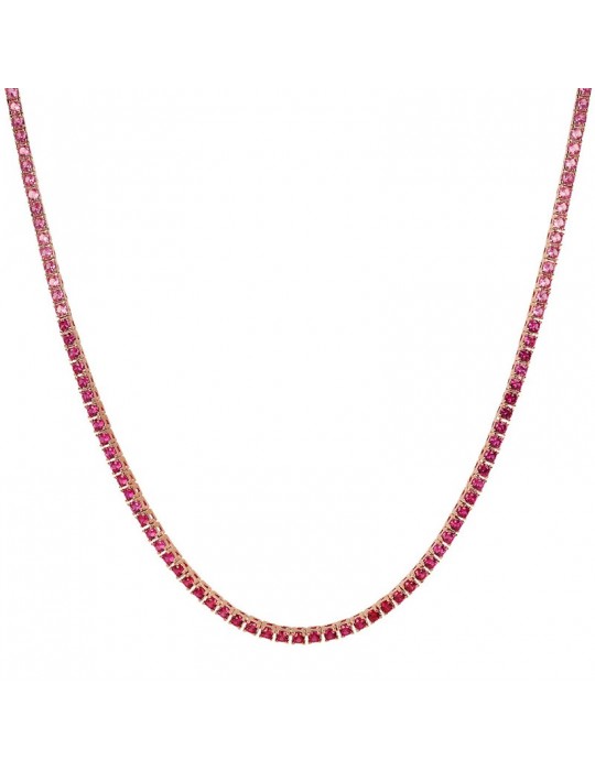 Bronzallure Necklace - Altissima-Tennis-Pink Stones-WSBZ02115.MULTIPINK