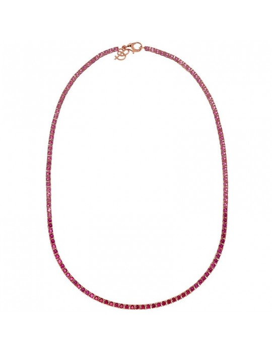 Bronzallure Necklace - Altissima-Tennis-Pink Stones-WSBZ02115.MULTIPINK