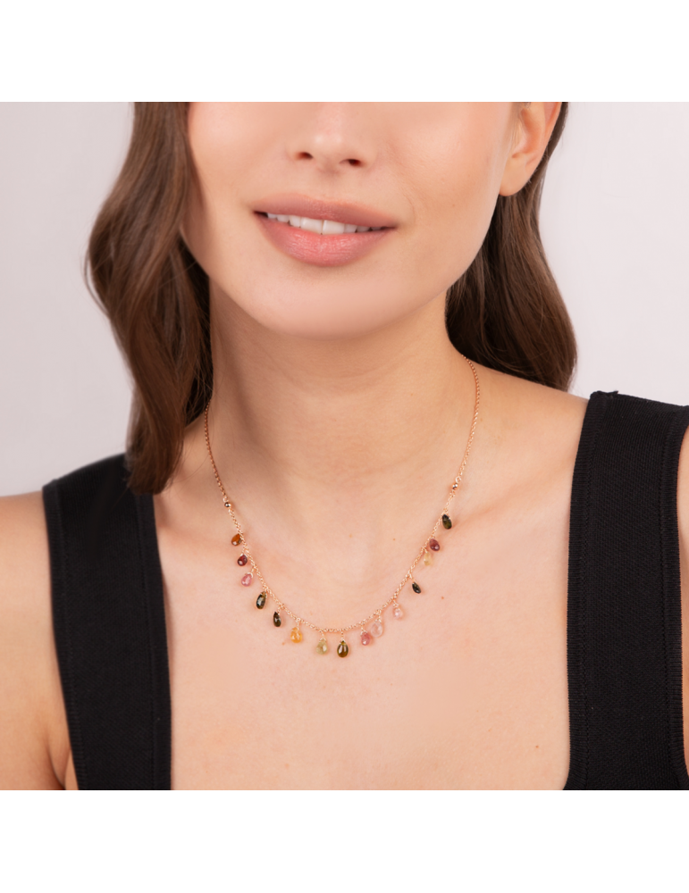 Bronzallure Necklace - Variegated - Drops-Tourmaline Pendants-WSBZ02116.TO