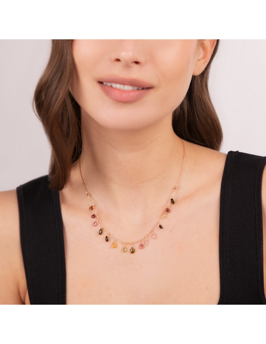 Bronzallure Necklace - Variegated - Drops-Tourmaline Pendants-WSBZ02116.TO