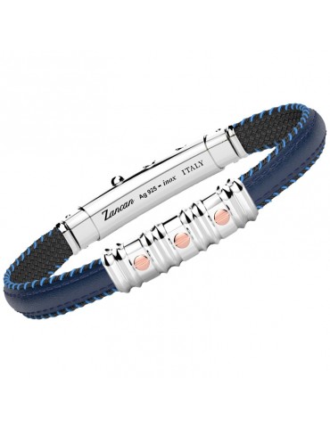 Bracciale Zancan - Spring -Pelle Blu-Targa-Viti Oro Rosa 18 Kt-ESB297R 2