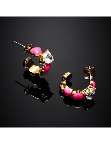 Orecchini Chiara Ferragni - a Cerchio Cuoricini Neon Gold - Cuori Rosa - J19AWD05