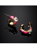 Chiara Ferragni Women's Earrings - Neon Gold Hearts Circle with Pink Hearts - 0