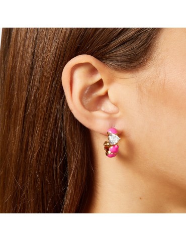 Orecchini Chiara Ferragni - a Cerchio Cuoricini Neon Gold - Cuori Rosa - J19AWD05 2