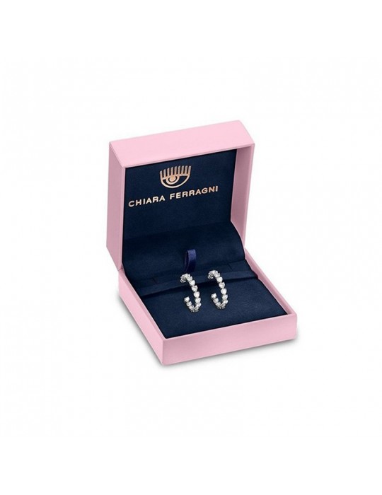 Chiara Ferragni Women's Earrings - Neon Gold Hearts Circle with Pink Hearts - 0