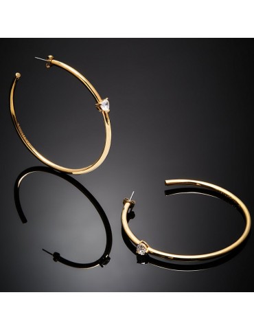Chiara Ferragni Women's Earrings - Neon Gold Little Heart Circle with White Heart - 0
