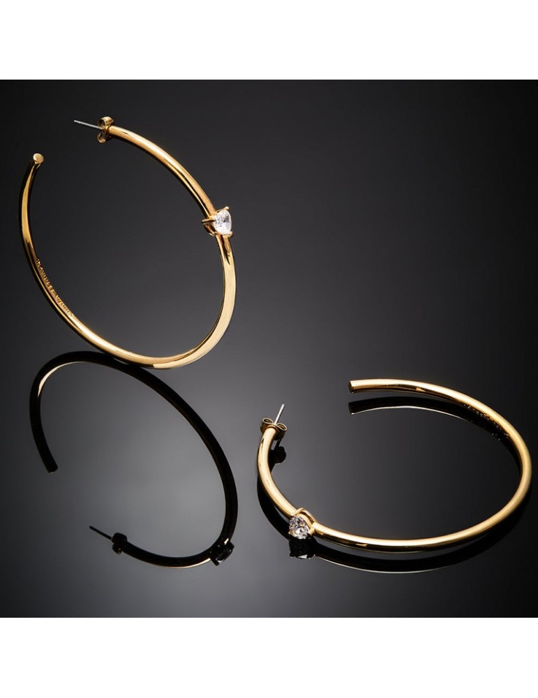 Chiara Ferragni Women's Earrings - Neon Gold Little Heart Circle with White Heart - 0