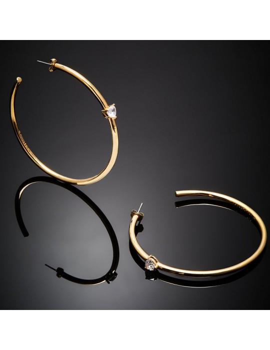 Chiara Ferragni Women's Earrings - Neon Gold Little Heart Circle with White Heart - 0