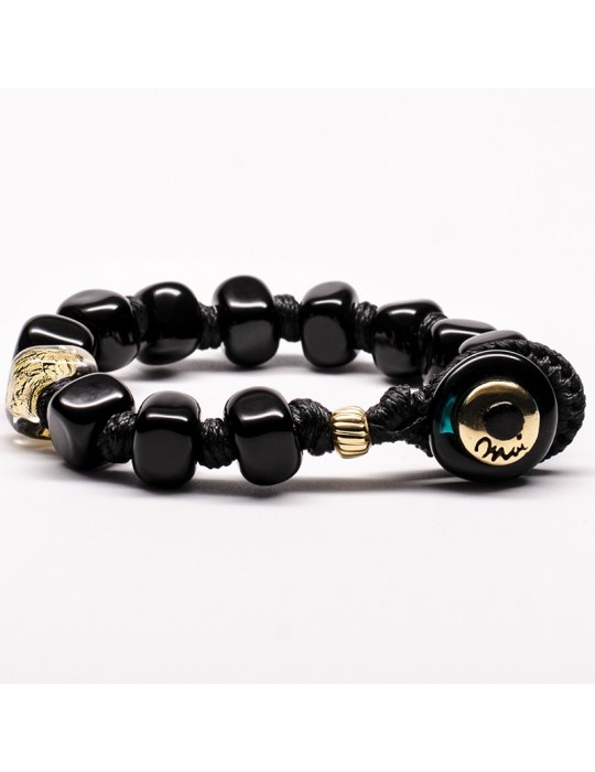 Bracciale Moi - Golden Night - Perle - Vetro di Murano - Nero- GOLDENN
