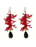 Rajola Earrings - Licata - Red Coral - Black Onyx - 4511130