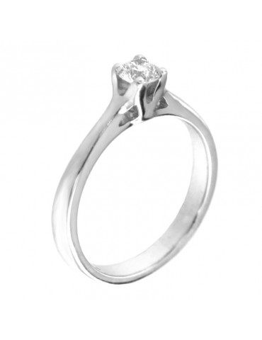 Anello Solitario Picca Donna - in Oro Bianco con Diamante - 0
