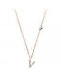 Buonocore Necklace - You Are in 18K Rose Gold with Letter V and Natural Diamonds 0.05 ct - 0