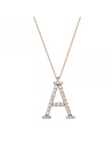 Collana Buonocore -Oro Rosa Lettera A - Diamanti - 440CADP
