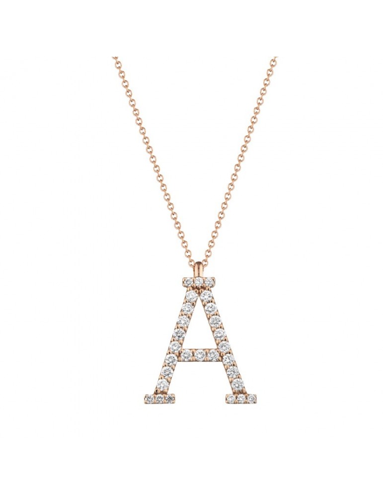 Collana Buonocore -Oro Rosa Lettera A - Diamanti - 440CADP