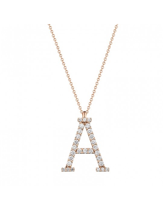 Buonocore Necklace - You Are 2.0 in 18K Rose Gold with Large Letter A and 0.55 ct Natural Diamonds - 0