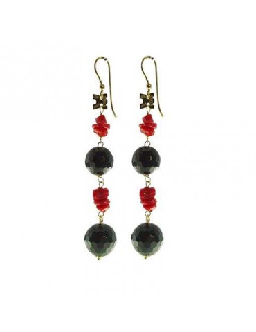 Orecchini Rajola - Lipari - Pendenti - Onice - Corallo Rosso - 4516443