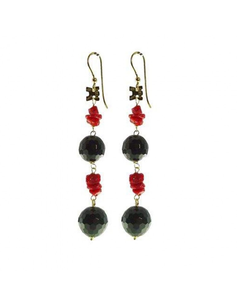 Orecchini Rajola - Lipari - Pendenti - Onice - Corallo Rosso - 4516443