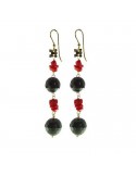 Rajola Earrings - Lipari - Pendants - Onyx - Red Coral - 4516443