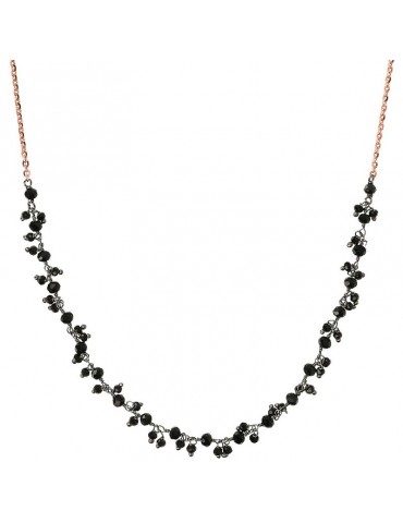 Bronzallure Necklace - Variegated - Rose Gold-Black Spinels-WSBZ02111.BS