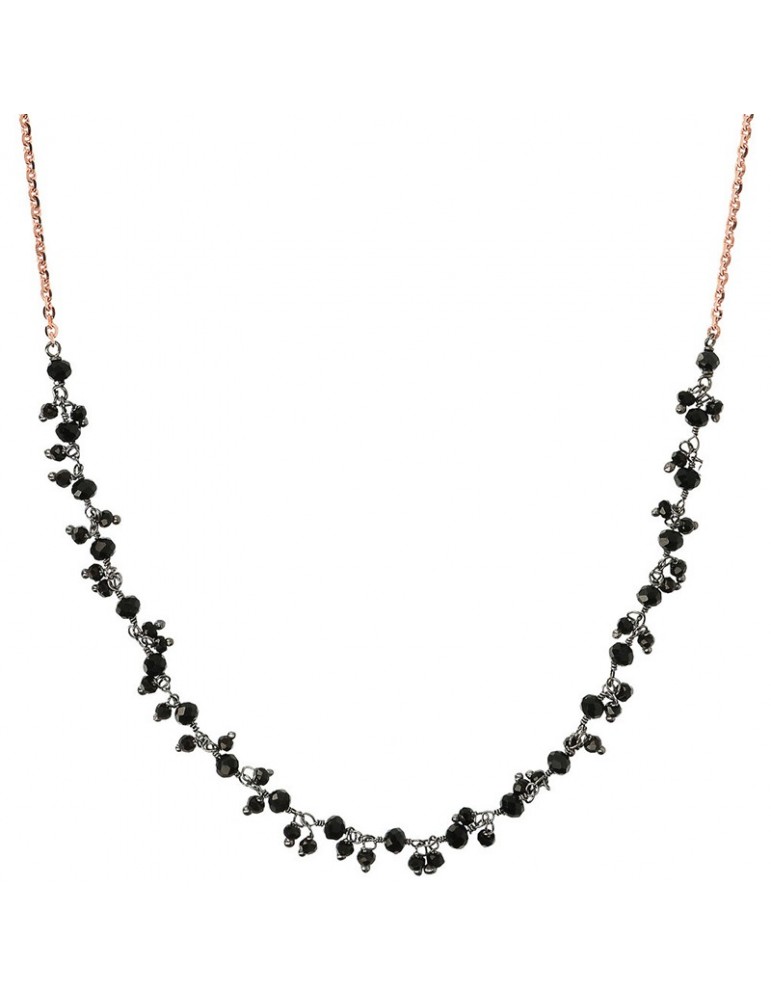 Bronzallure Necklace - Variegated - Rose Gold-Black Spinels-WSBZ02111.BS