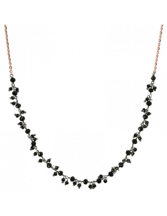 Bronzallure Necklace - Variegated - Rose Gold-Black Spinels-WSBZ02111.BS