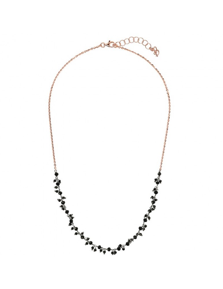 Bronzallure Necklace - Variegated - Rose Gold-Black Spinels-WSBZ02111.BS