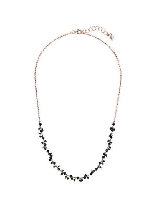Bronzallure Necklace - Variegated - Rose Gold-Black Spinels-WSBZ02111.BS