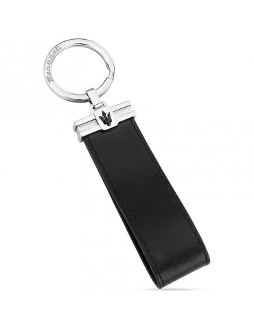 Portachiavi Maserati - Keyrings - Acciaio 316L - Pelle Nera-KMU2230102