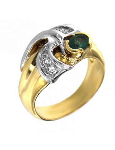 Picca Woman Ring - in Yellow Gold with Diamonds and Emerald - 0