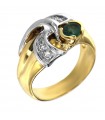 Picca Woman Ring - in Yellow Gold with Diamonds and Emerald - 0