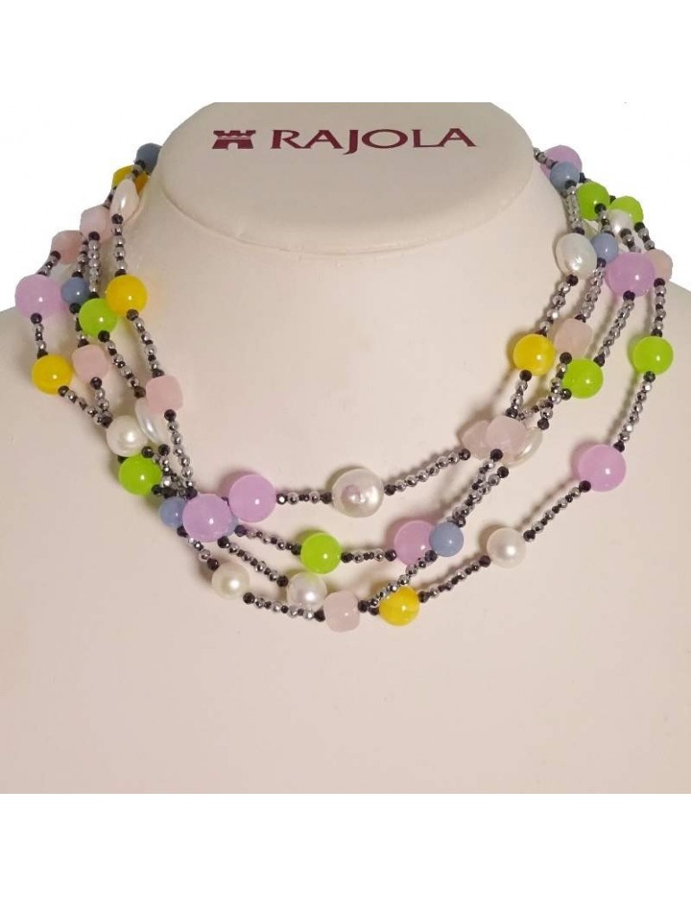 Rajola Necklace - Candy - Multistrand - Rose Quartz - Angelite - 544253