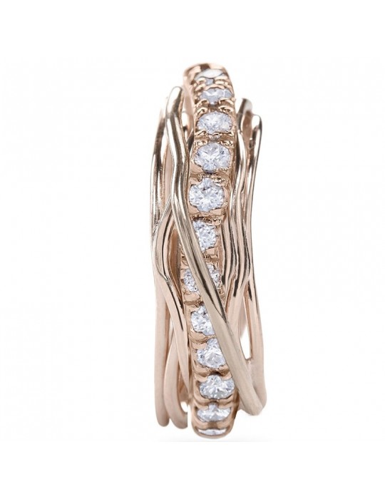 Anello Rubinia - Filodellavita Prezioso 7 Fili - Oro Rosa - Diamanti - AN112RBT