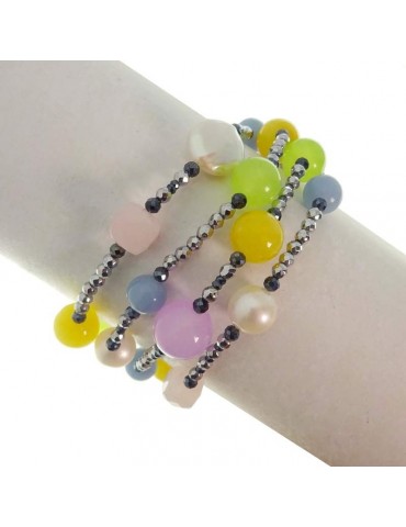 Bracciale Rajola - Candy - Multifilo - Quarzo Rosa - Angelite - 54425318