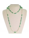 Rajola Necklace - Ilenia - Long - White Pearls - Green Agate -544271L