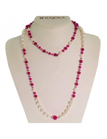 Collana Rajola - Ilenia - Lunga - Perle Bianche-Giada Bordeaux-544273L