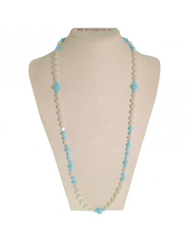 Collana Rajola - Ilenia - Perle Bianche - Pasta Turchese - 544279