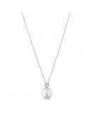 Coscia Pendant for Woman - in 18K White Gold with 11-12mm Freshwater Pearl and 0.08 Ct Diamonds - 0