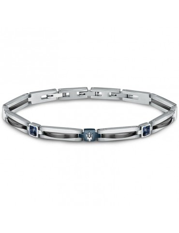 Maserati Bracelet - Jewels - Black Mesh - Blue Crystals - JM223ATZ20