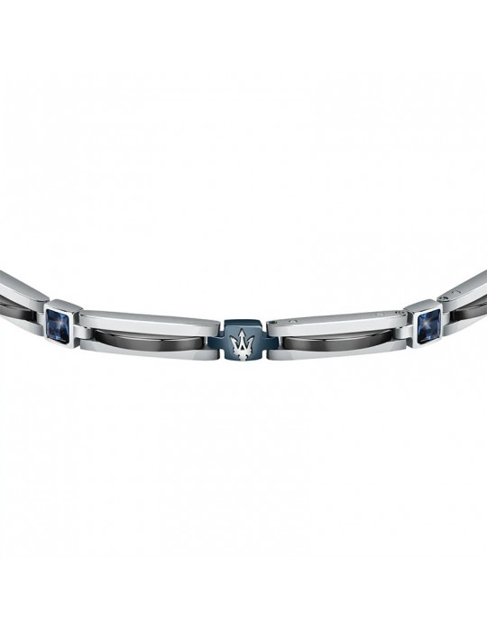 Maserati Bracelet - Jewels - Black Mesh - Blue Crystals - JM223ATZ20