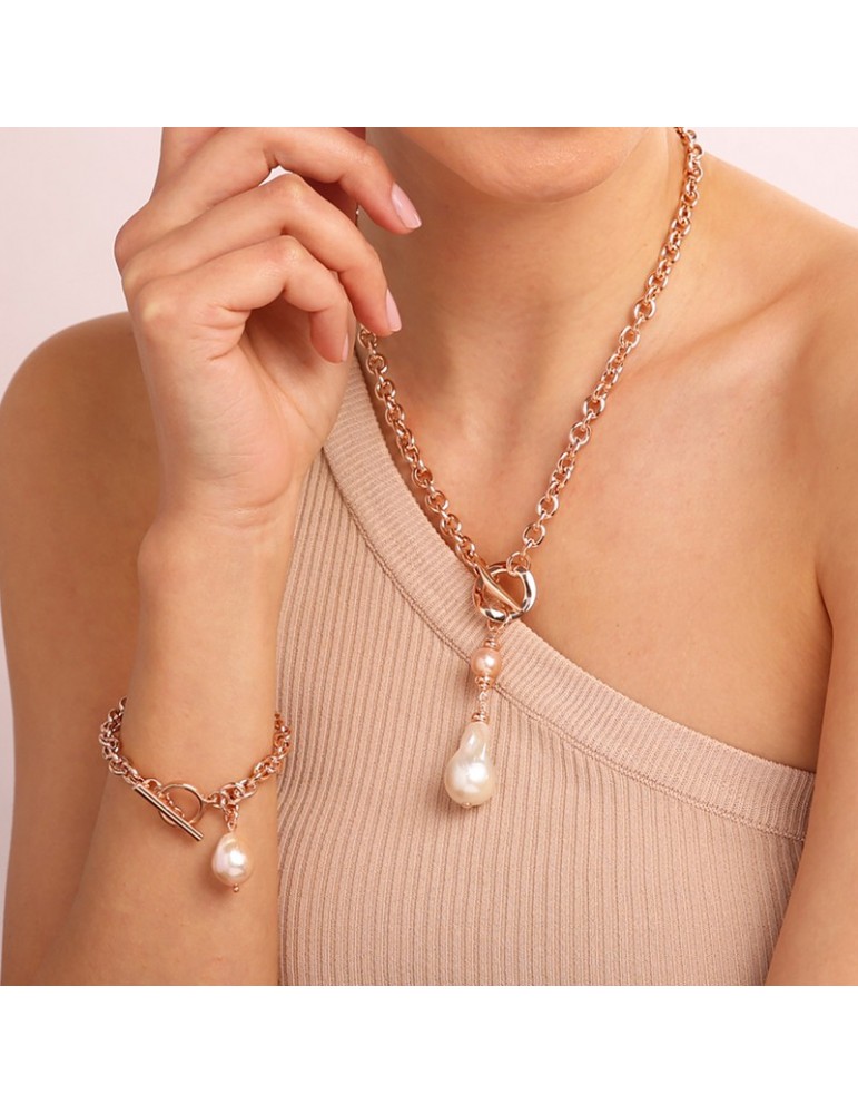 Bronzallure Necklace - Maxima - Baroque Pearl Pendant - WSBZ01690WPRL