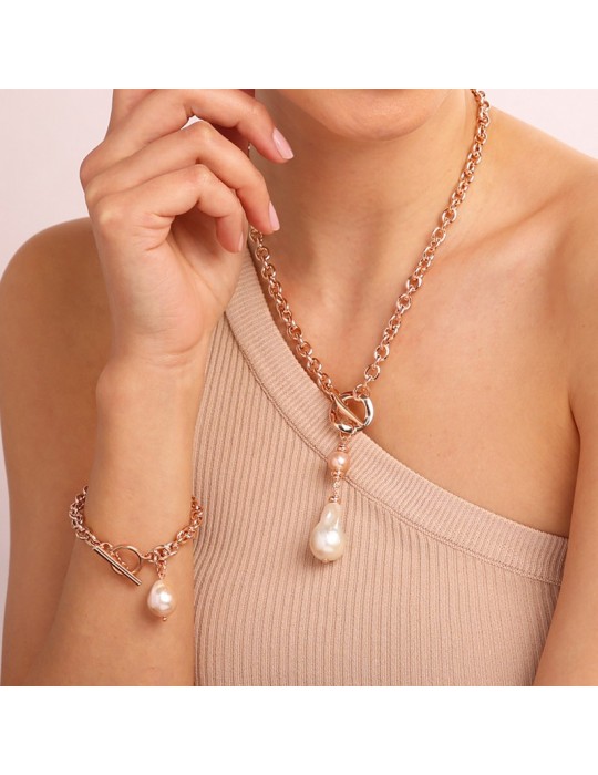 Bronzallure Necklace - Maxima - Baroque Pearl Pendant - WSBZ01690WPRL
