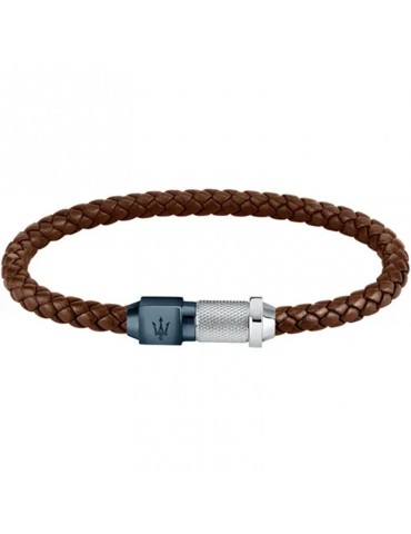 Bracciale Maserati - Jewels - Pelle Marrone - Tridente Blu -JM223AVE15