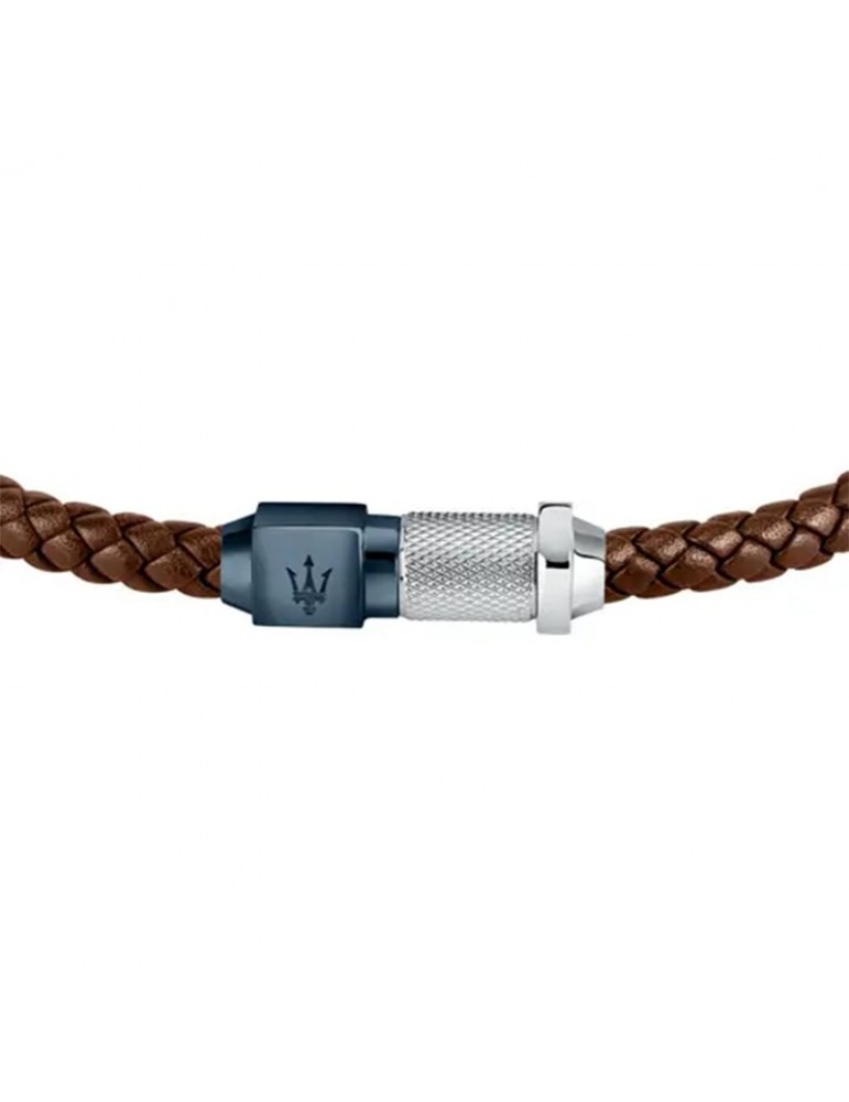 Bracciale Maserati - Jewels - Pelle Marrone - Tridente Blu -JM223AVE15