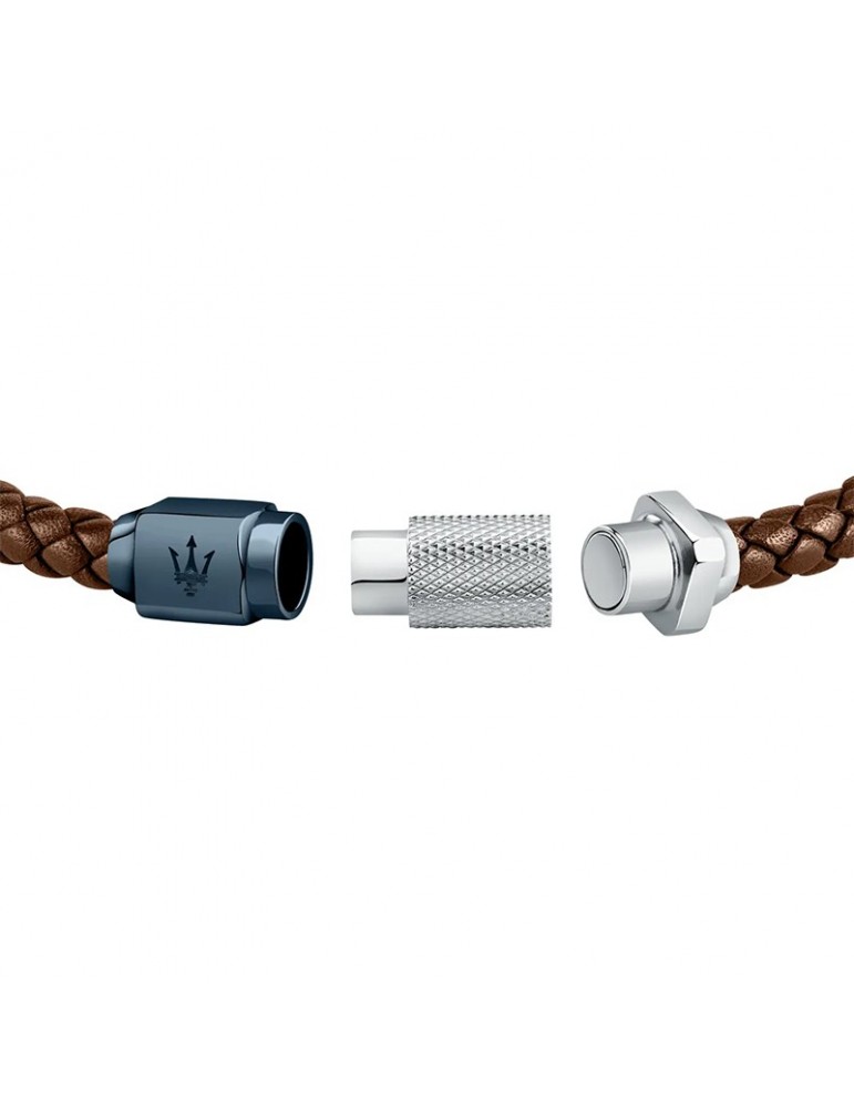 Bracciale Maserati - Jewels - Pelle Marrone - Tridente Blu -JM223AVE15